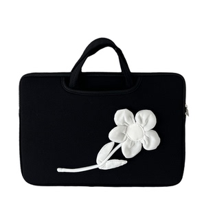黑白山本风手工定制原创小众设计高级感清新花朵笔记本电脑收纳包13/14寸手提11寸平板包15.6
