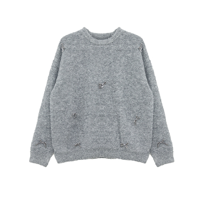 小小大星球云感灰蝴蝶结毛衣