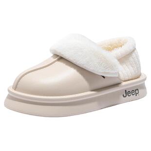 JEEP女鞋冬季棉拖鞋女冬外穿2025新款加绒洞洞棉拖卡皮巴拉雪地靴