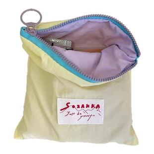 化妆包便携外出薄款马卡龙撞色口红化妆品收纳袋高颜值简约拉链包