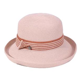 遮阳帽女2025新款法式赫本风卷边草帽时尚洋气海边度假防晒渔夫帽