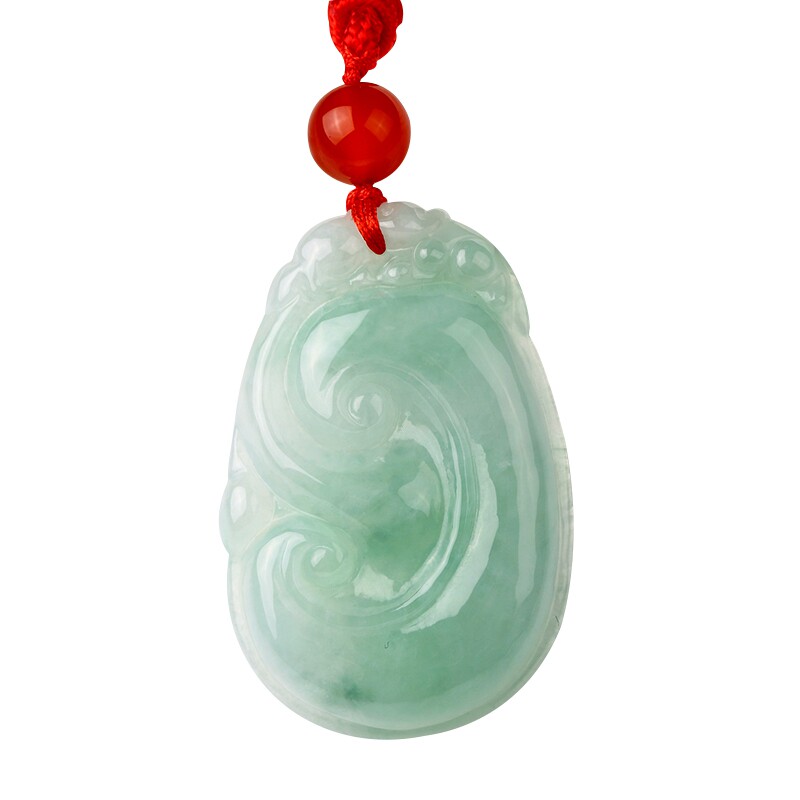 缅甸正品玉石如意吊坠翡翠项链天然A货玉如意挂件女款玉坠带证书