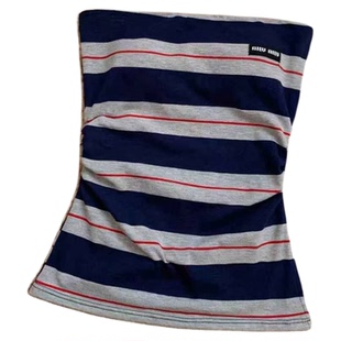 辣妹风撞色条纹抹胸吊带背心女外穿带胸垫修身短款内搭无袖小上衣