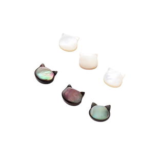 天然贝壳黑贝白贝倪妮同款小猫头横孔隔珠diy手链项链耳饰品配件