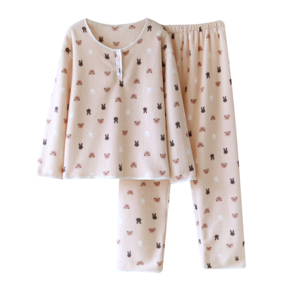 珊瑚绒睡衣女款加厚加绒保暖家居