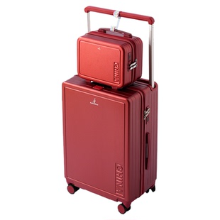 袋鼠红色行李箱结婚陪嫁婚礼女2025新款拉杆密码皮箱子红26寸
