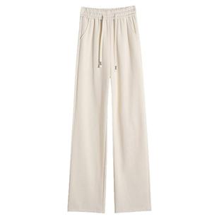 加绒裤子女休闲窄版阔腿裤冬季加长大码高腰加厚灯芯绒垂感女裤W