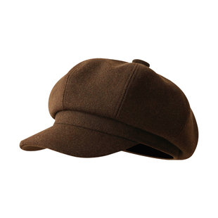 厚款含羊毛报童帽女生冬季加厚保暖英伦复古八角帽男士高品质毛呢