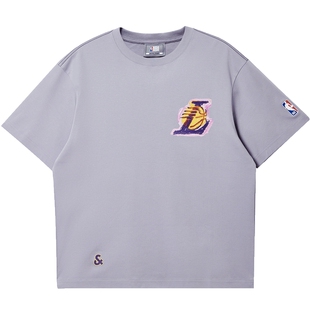 杰克琼斯NBA联名款男装春季新款纯棉印花字母篮球日常休闲短袖T恤