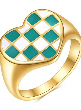 戒指钛钢交叉镂空黑白镶钻首饰品