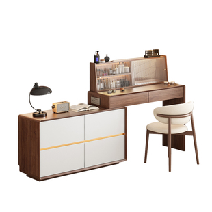 全实木梳妆台斗柜一体可伸缩收纳柜卧室床尾柜储物置物柜化妆桌