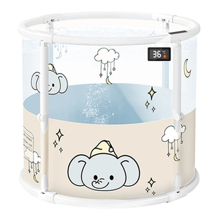 马博士婴儿游泳桶家用可折叠新生儿童保温泳池感温透明洗澡盆浴桶