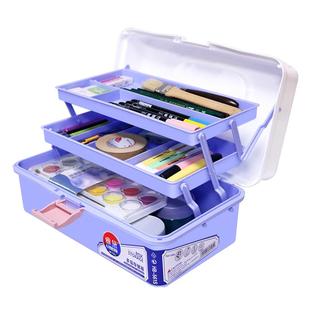 美术工具箱大容量家用工具箱套装收纳箱三层多功能双层绘画透明素描铅笔盒毛笔书法国画美术生工具箱文具盒