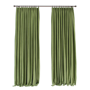 Essen埃森 牛油果绿美式欧式清新丝绒遮光窗帘定制客厅卧室飘窗