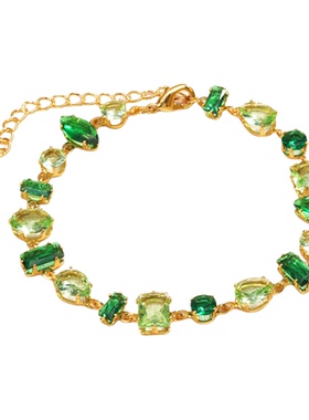 2025款款时尚锆石彩色手链ins风春夏绿色小清晰可爱糖果手链