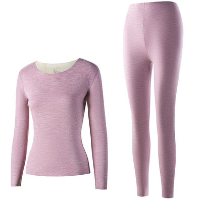 亲肤德绒中高领女士发热保暖套装