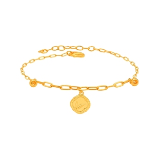 老庙黄金古韵优品古法金福运高雅竹叶长青足金手链计价官方正品情