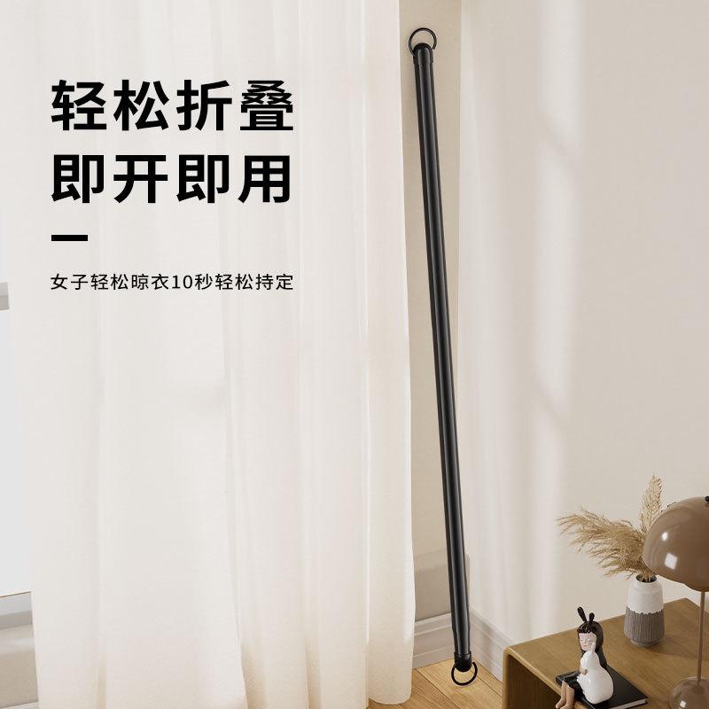 晒被子晾衣神器可伸缩单杆阳台室内折叠不锈钢防盗网金属晒衣架