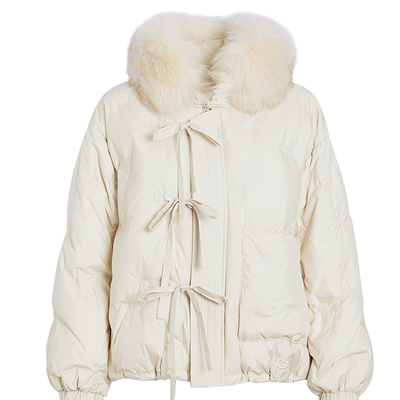 qs秸熙复古灯笼袖羽绒服