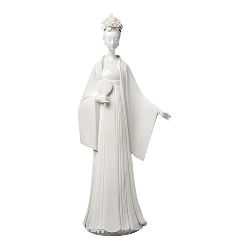 东方泥土《持扇》美女陶瓷摆件