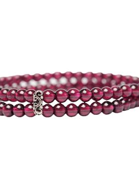 巴西老矿石榴石纯银证书手串