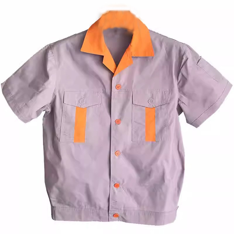 夏季短袖工作服上衣水洗棉工人