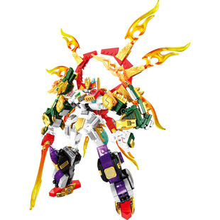 森宝可直变合体圣兽图腾修罗王四大神兽机甲拼装益智积木儿童玩具