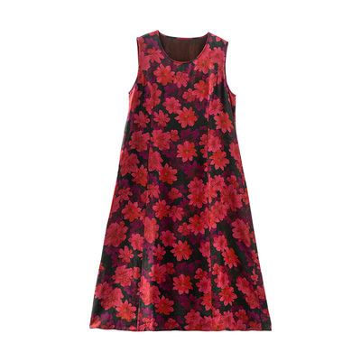 美丽客栈缎面人丝垂感背心连衣裙