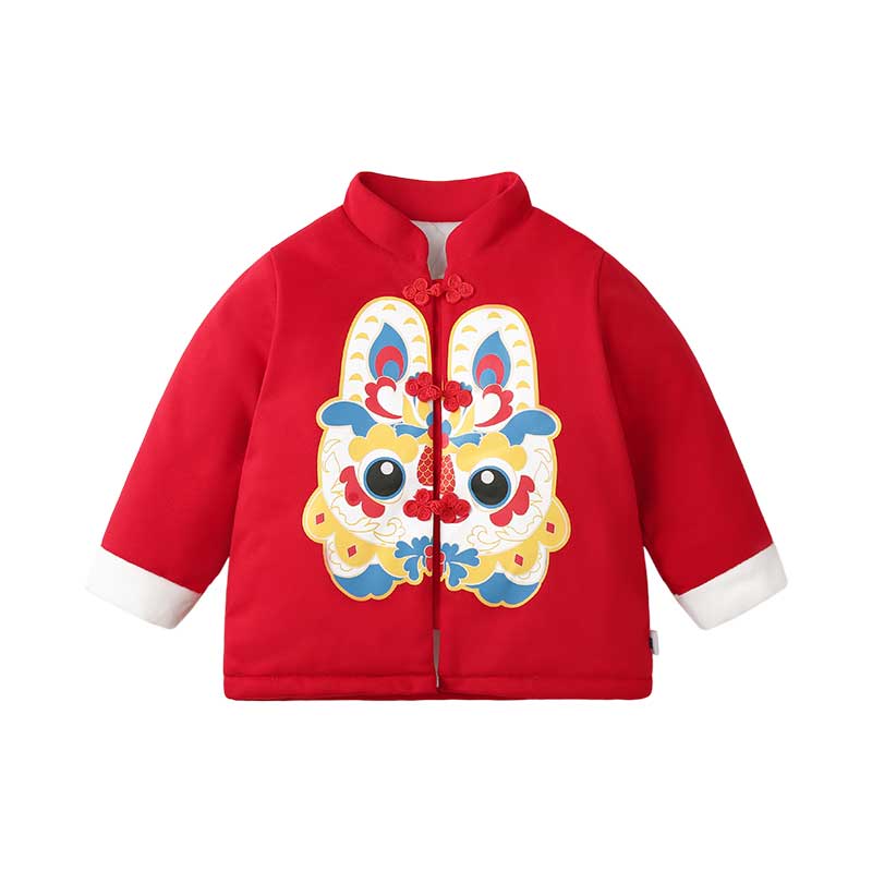 宝宝套装红色儿童棉袄新年小婴儿裤子加绒女童童装男童拜年服冬装