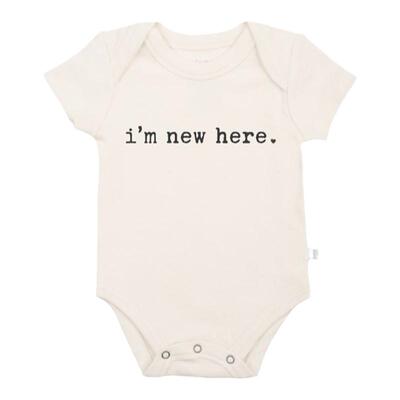 Finn+Emma短袖包屁衣有机棉小月龄字母印花内衣婴幼儿连体衣