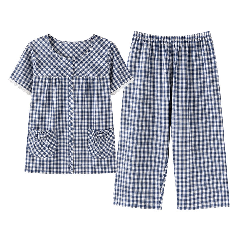 康汝雅梭织纯棉短袖七分裤家居服