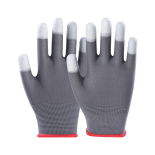 PU涂指手套防静电防滑耐磨透气电子厂劳保防可触屏工作防护薄款