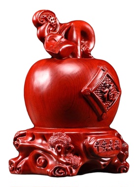 红苹果摆件花梨木雕刻家居