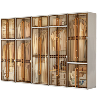 也雅简易衣柜家用卧室挂衣服置物柜塑料衣橱一体式靠墙收纳储物柜