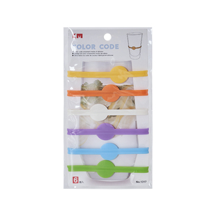 KM.1317.玻璃杯辨别标识物彩色硅胶酒签酒会派对B备.6只 米木日式