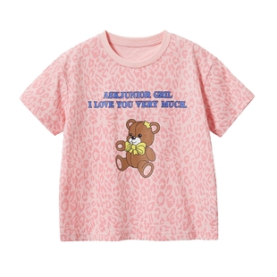 ask junior女童短袖t恤纯棉夏装新款洋气女孩夏季儿童上衣薄