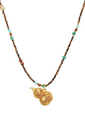 新中式天然石串珠葫芦项链女