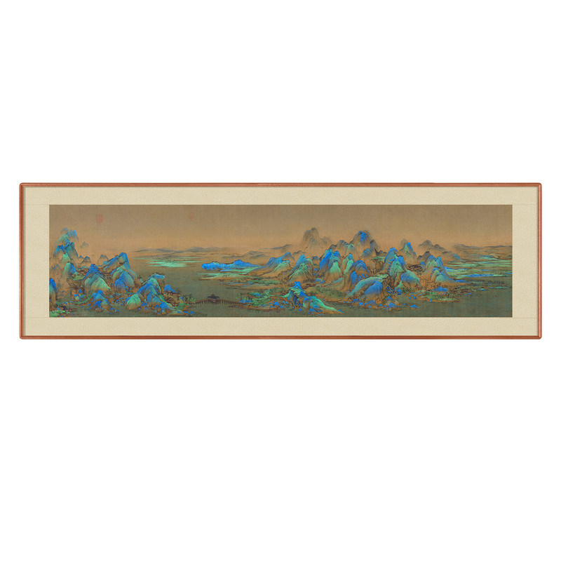 千里江山图中式客厅背景墙挂画