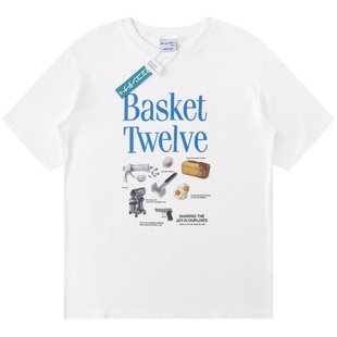 [REコンテナ] BASKET TSHIRT-logo面包烘焙与工具重磅棉短袖T恤