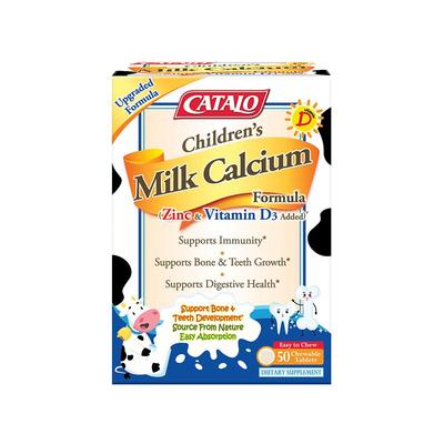 CATALO家得路儿童牛奶钙加锌维他命D3咀嚼片钙镁锌婴幼儿50片*1盒