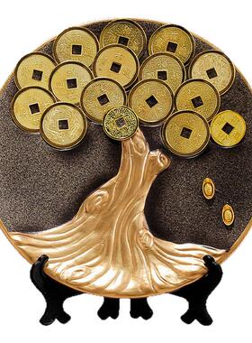 轻奢钱币发财树摆盘摆件