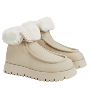 CHARLES&KEITH春季女靴CK1-90920151加绒翻毛领厚底短筒雪地靴