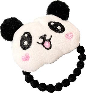 可爱立体创意毛绒熊猫发夹发圈扎头发儿童侧边发卡子头绳子发饰品