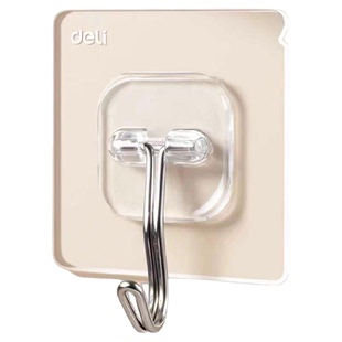 得力透明免打孔无痕强力挂钩粘胶承重墙壁贴厨房门后浴室卫生间