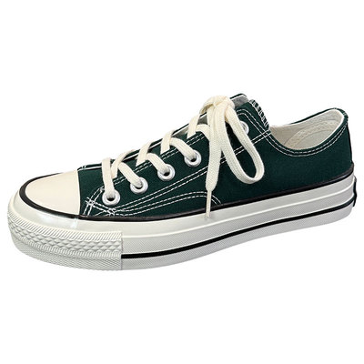 墨绿色低帮男女时尚潮流款帆布鞋