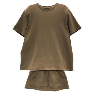 夏季休闲时髦洋气运动风短袖卫衣直肩T恤搭配半身短裙子两件套装