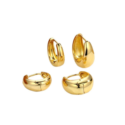 金银素圈光面铜耳扣耳环品质耳饰