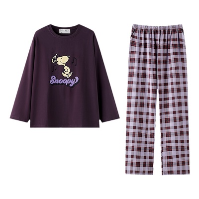 睡衣女春秋季长袖长裤柔软棉套装