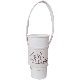 定制奶茶杯套斜跨手提咖啡杯饮料杯袋环保广告束口帆布袋定做logo