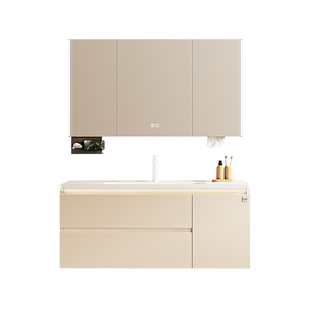 顾家家居轻奢浴室柜组合陶瓷一体盆洗手脸盆柜卫生间卫浴柜洗漱台